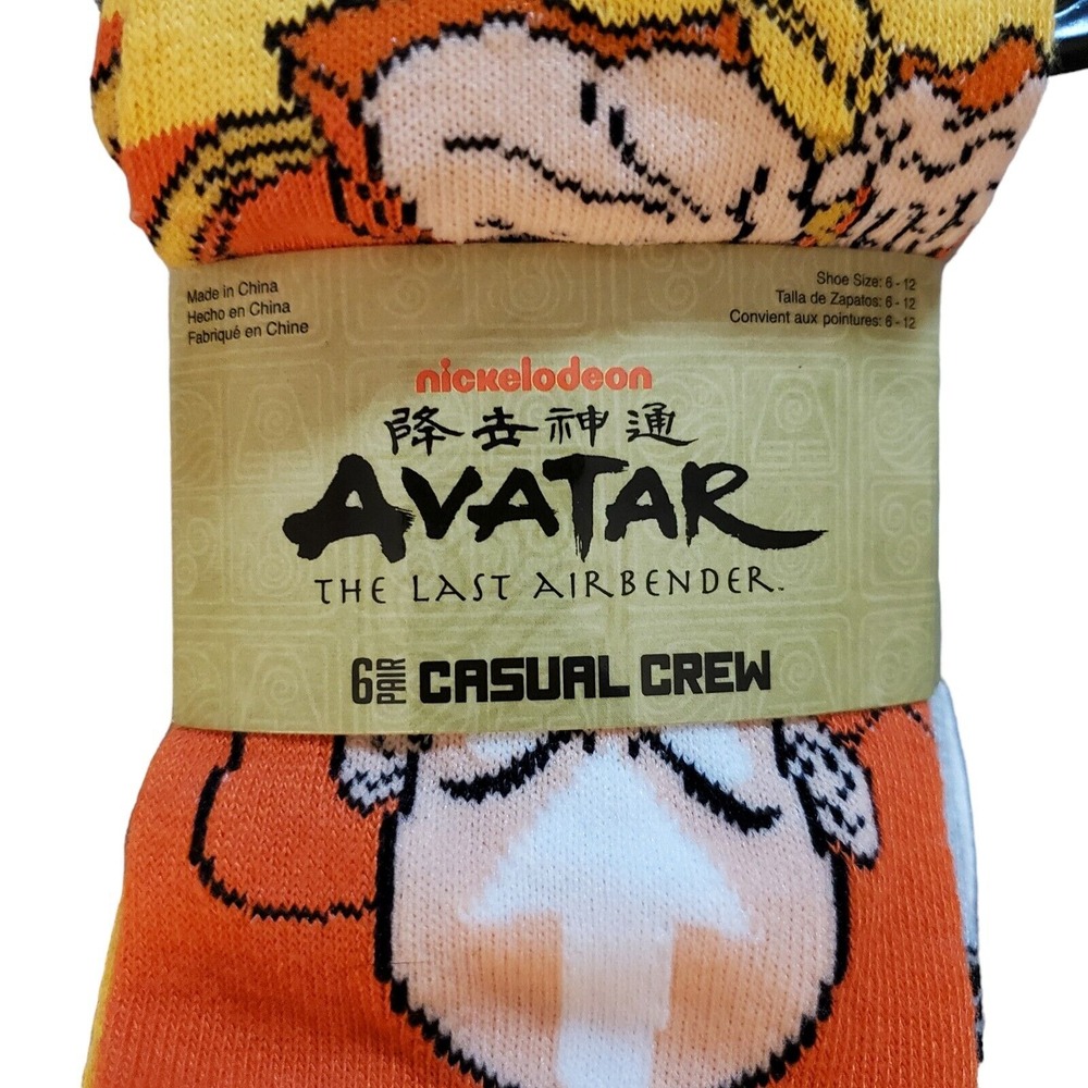 Nickelodeon Avatar The Last Airbender 6 Pair‎ Casual Crew Socks Men New